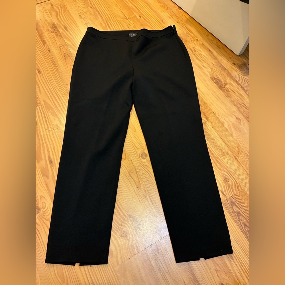 St. John Caviar Black Straight-Leg Dress Pants with side zipper Sz 14